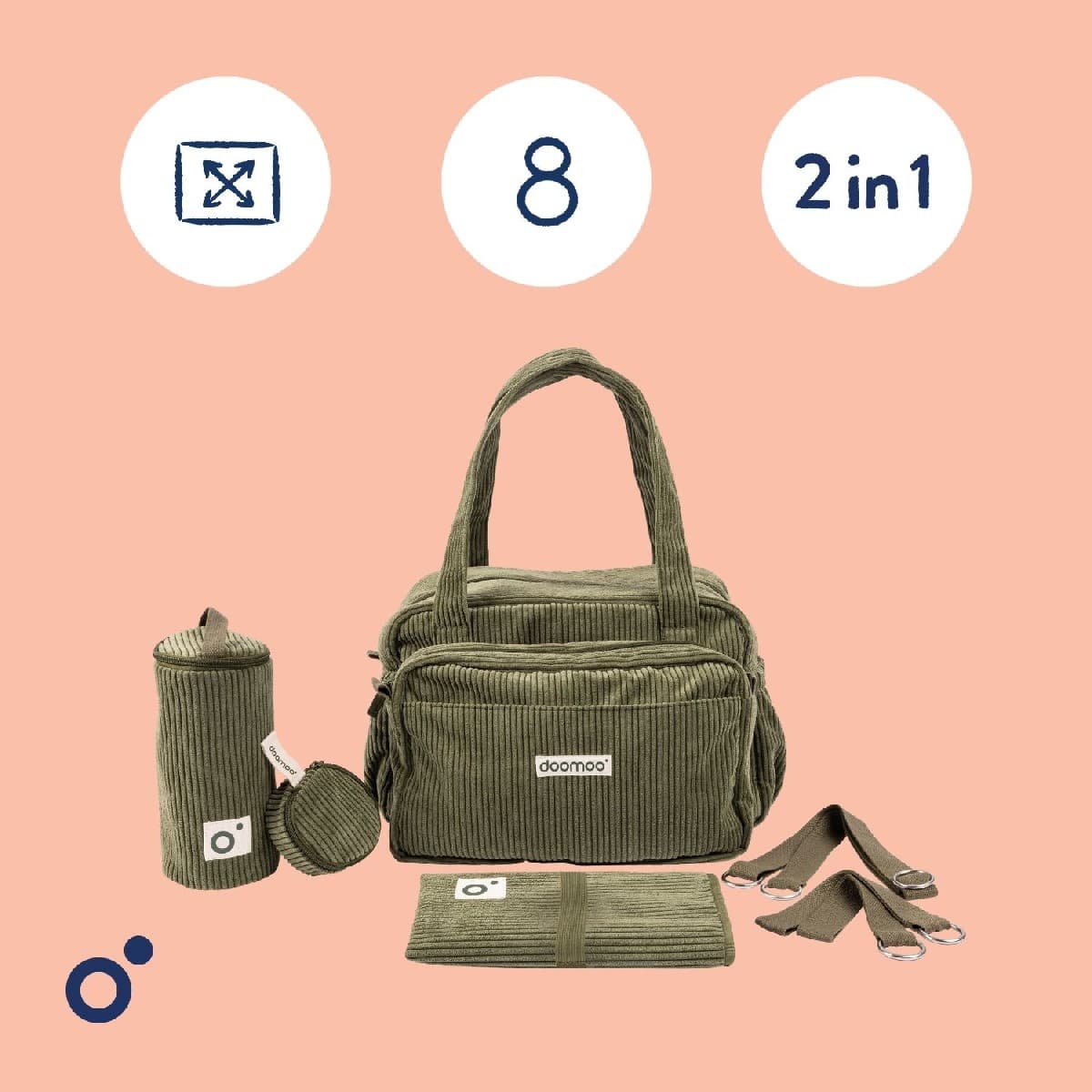 DOOMOO FLUFFY DIAPER BAG KAKHI - ΤΣΑΝΤΑ ΑΛΛΑΞΙΕΡΑ