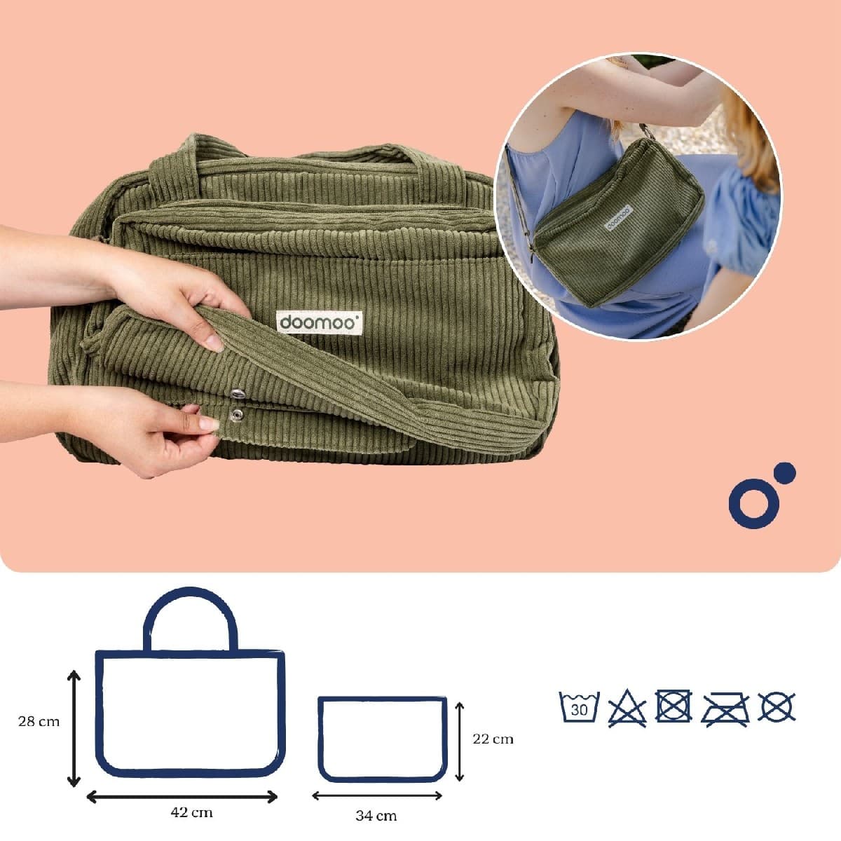DOOMOO FLUFFY DIAPER BAG KAKHI - ΤΣΑΝΤΑ ΑΛΛΑΞΙΕΡΑ