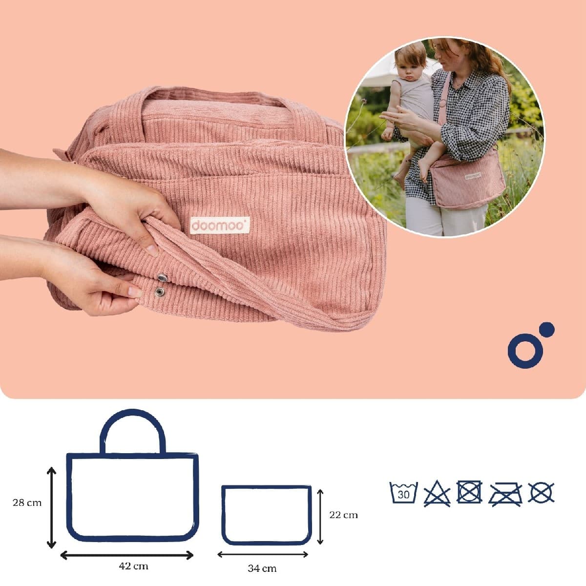 DOOMOO FLUFFY DIAPER BAG PINK - ΤΣΑΝΤΑ ΑΛΛΑΞΙΕΡΑ