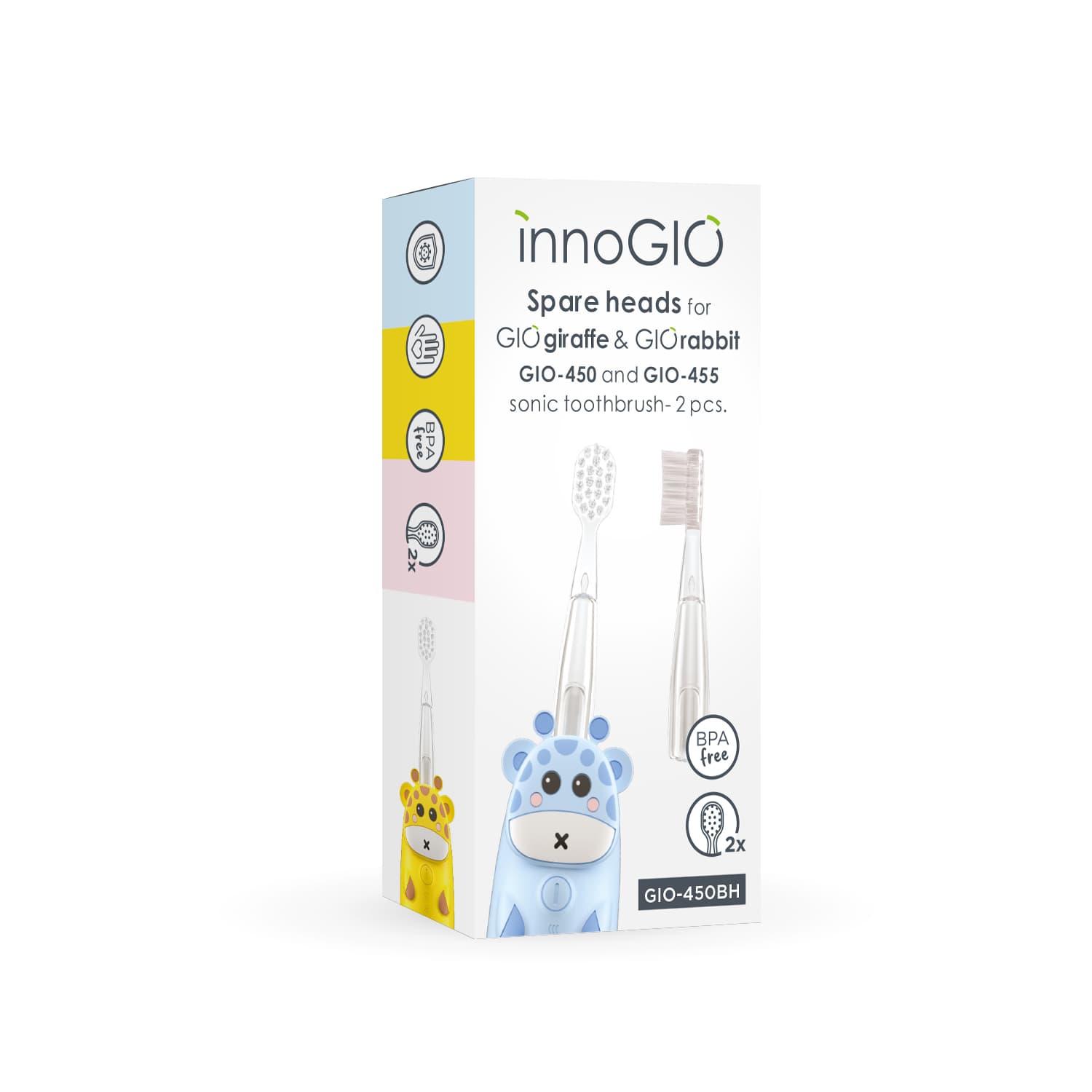 INNOGIO ΑΝΤΑΛΛΑΚΤΙΚΕΣ ΚΕΦΑΛΕΣ ΟΔΟΝΤΟΒΟΥΡΤΣΑΣ ΓΙΑ GIOGIRAFFE & GIORABBIT