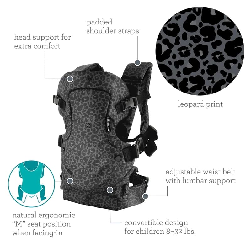 FLIP 4-IN-1 CONVERTIBLE CARRIER LEOPARD COL.BLACK