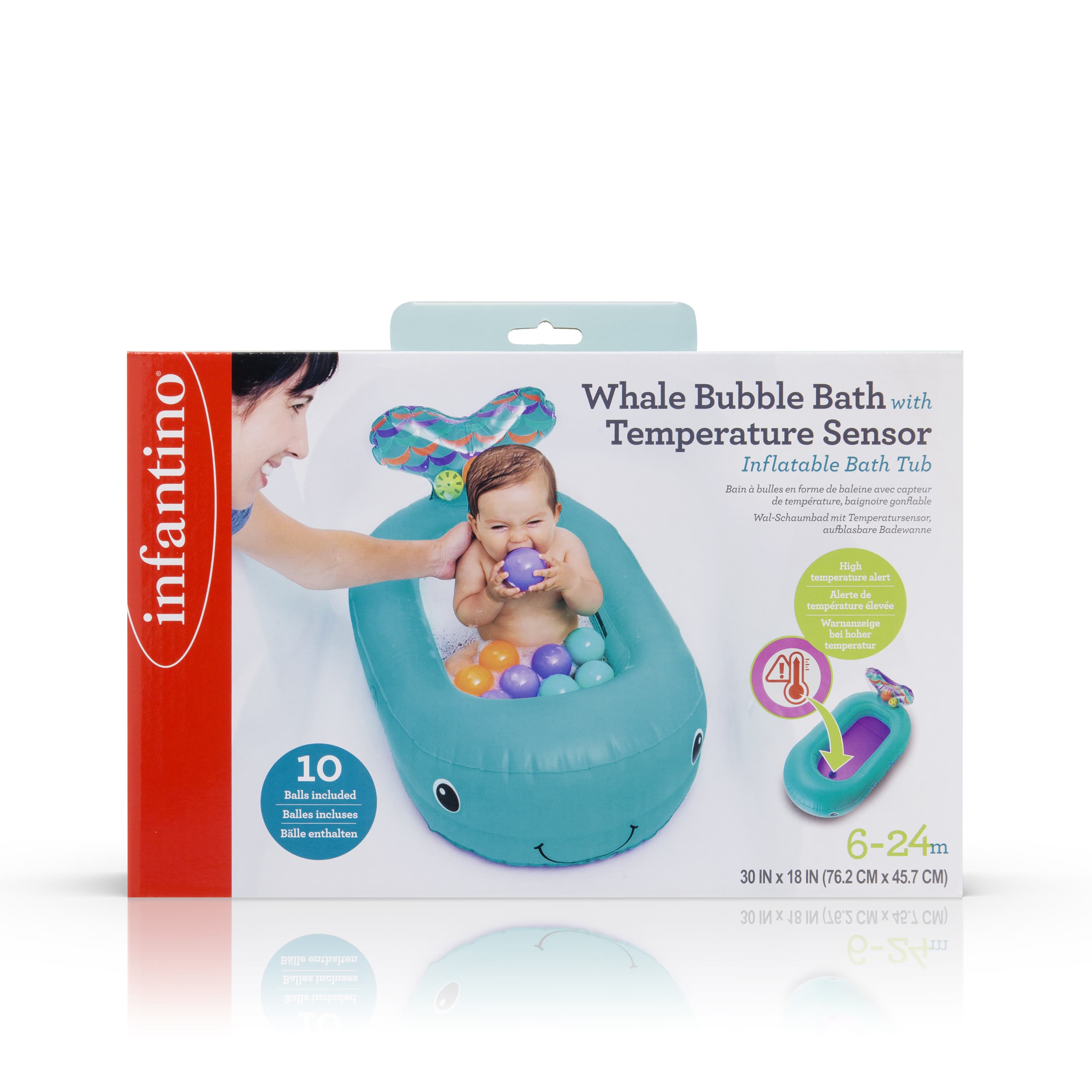 Whale Bubble Ball with Temperature sensor, Inflatable Bath Tub