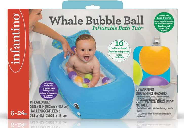 TOPSY TURVY - WHALE BUBBLE BALL INFLATABLE BATH TUB
