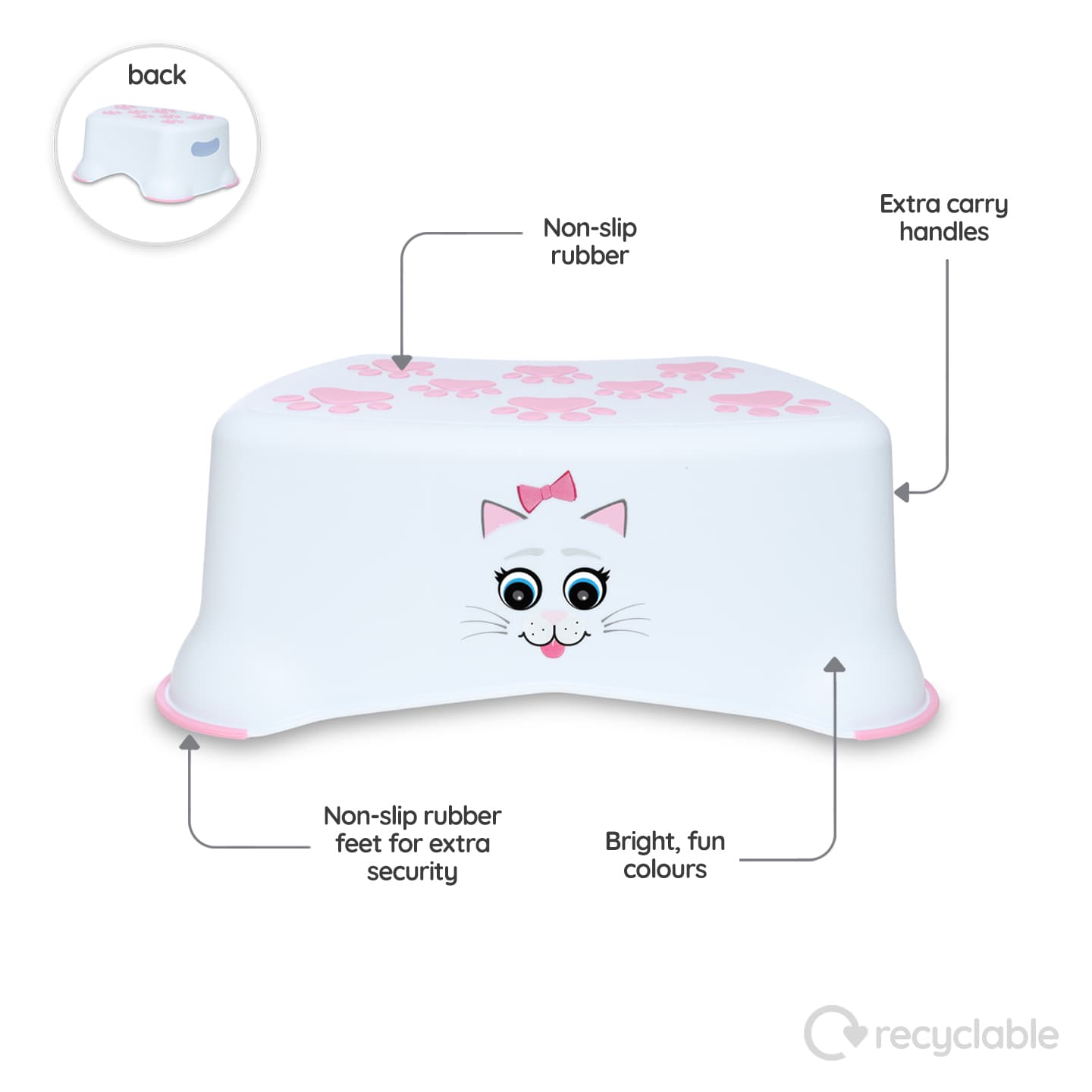 My Little Step Stool - Εκπαιδευτικό σκαλοπατάκι /  Γατούλα λευκό/ροζ