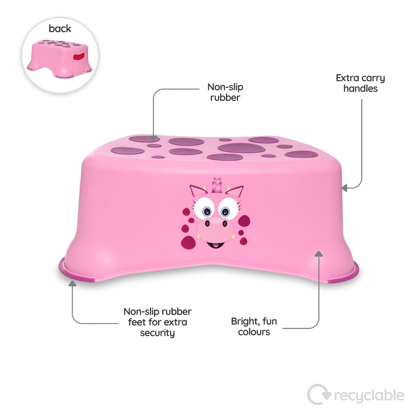 My Little Step Stool - Εκπαιδευτικό σκαλοπατάκι /  Δράκος ροζ