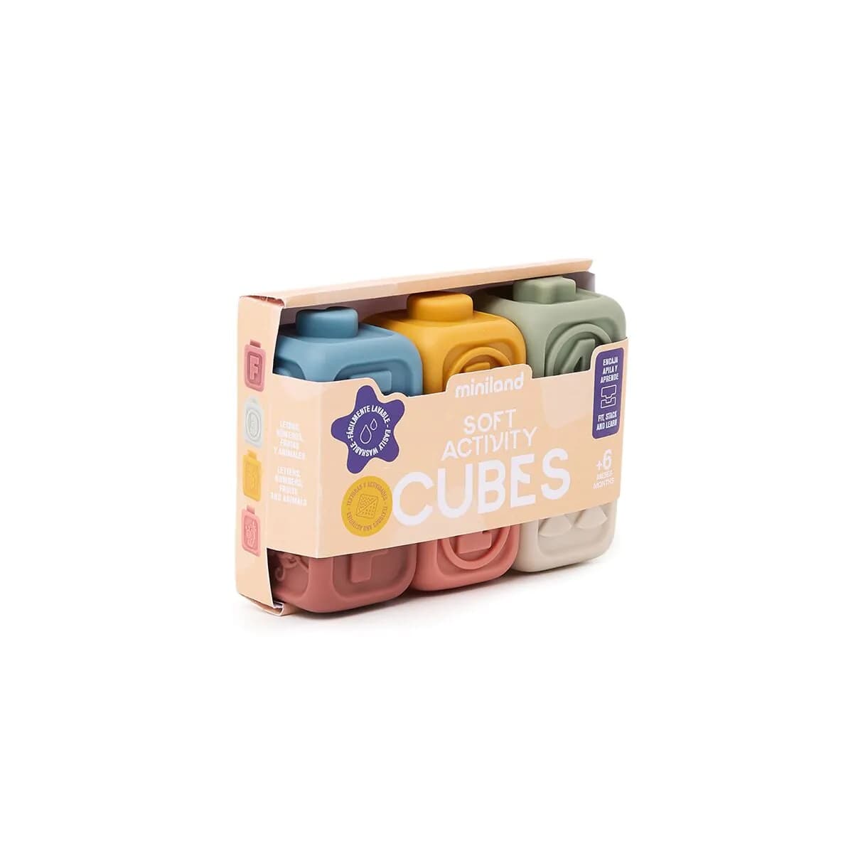 MINILAND ΜΑΛΑΚΟΙ ΚΥΒΟΙ ΔΡΑΣΤΗΡΙΟΤΗΤΩΝ 6 ΤΜΧ - SOFT ACTIVITY CUBES