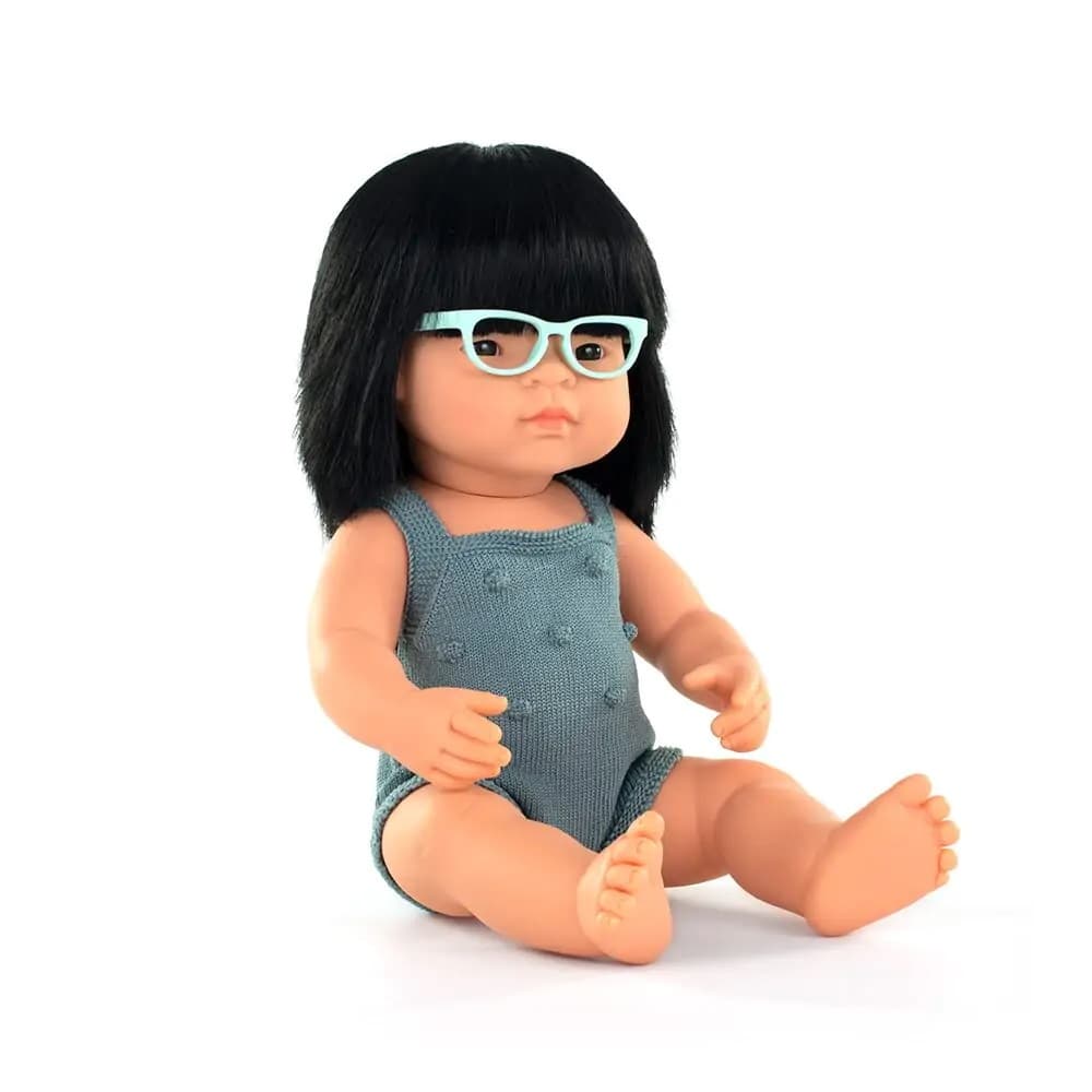 MINILAND ΚΟΥΚΛΑ ΑΣΙΑΤΙΣΣΑ 38 CM ΜΕ ΓΥΑΛΙΑ ΜΥΩΠΙΑΣ ΚΑΙ ΡΟΥΧΑΛΑΚΙΑ