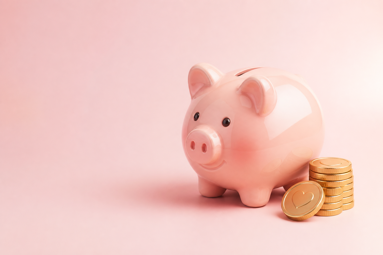 Ροζ κουμπαράς με χρυσά coins για το πρόγραμμα BabyOutlet Coins & Rewards
