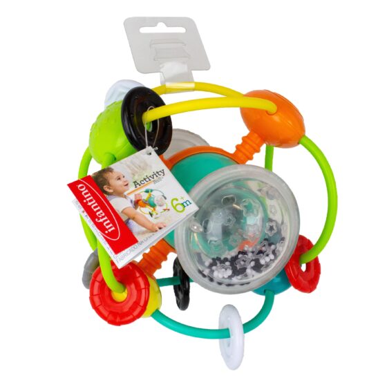 Infantino Activity Ball – Colorful Sensory Baby Ball with Rattle Rings & Rolling Motion - Image 2