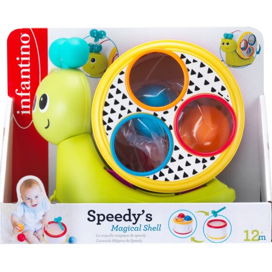 Infantino Speedy’s Magical Shell – 3-in-1 Pull-Along, Shape Sorter & Drum Toy for Toddlers - Image 2