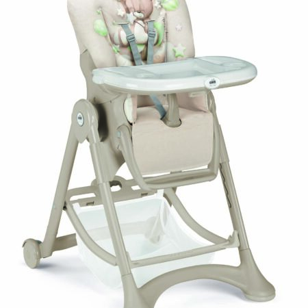 High chair with adjustable tray for easy feeding